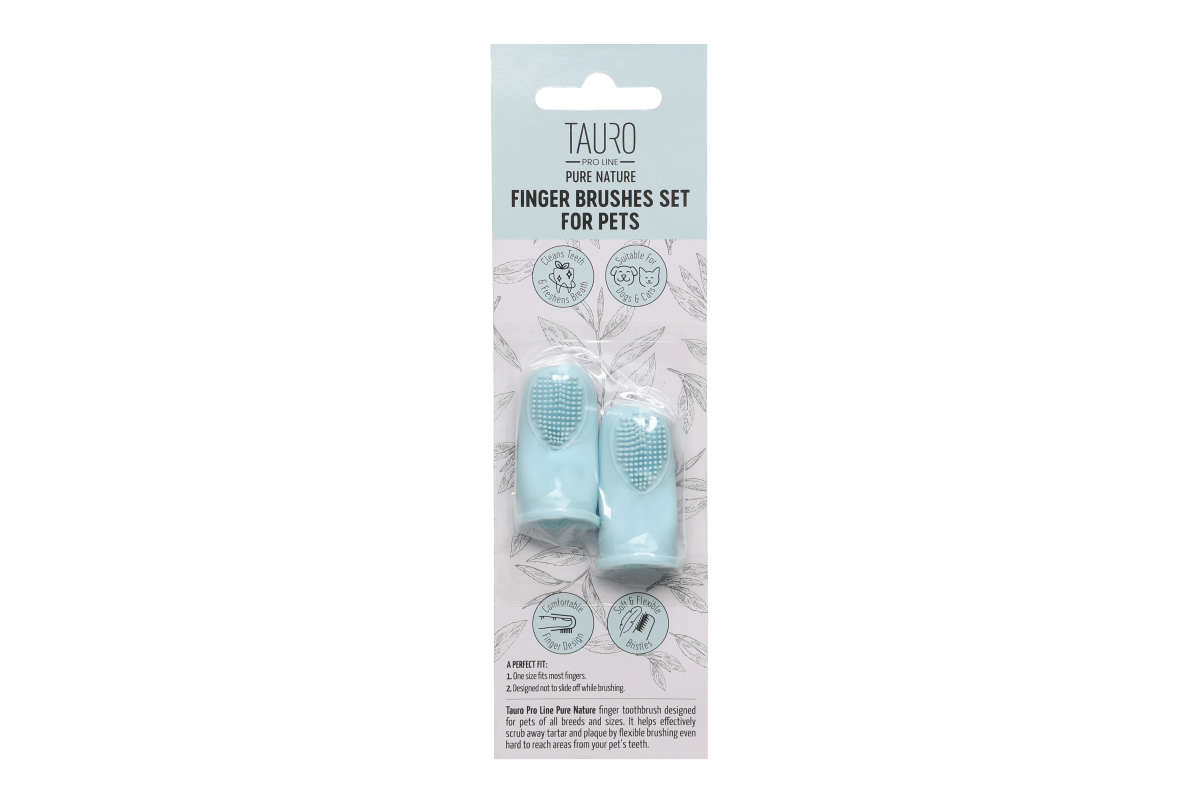 Tauro Pro Line Fingerbürsten-Set für Haustiere, 2 Stück
